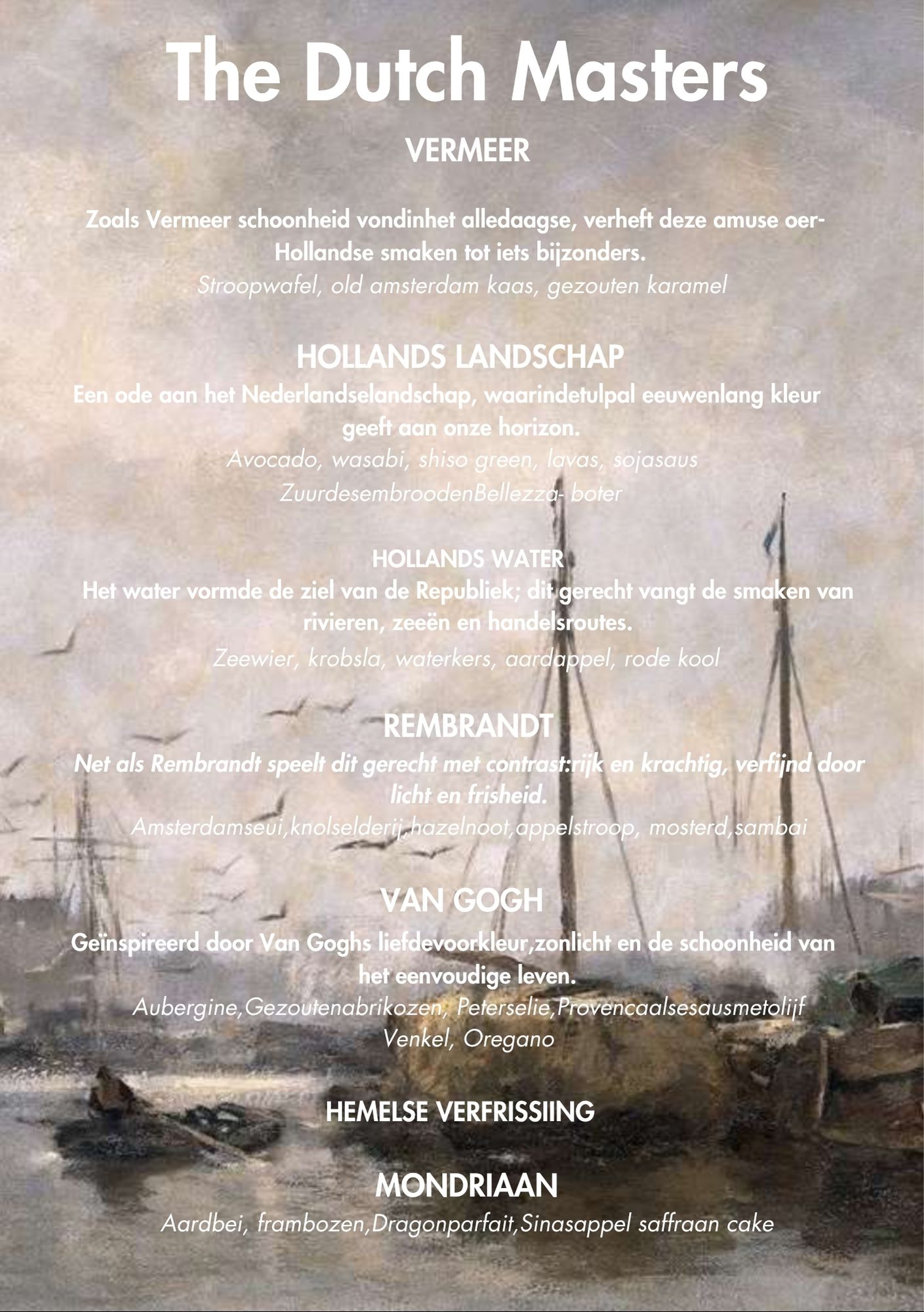 vega menu dutch masters NL